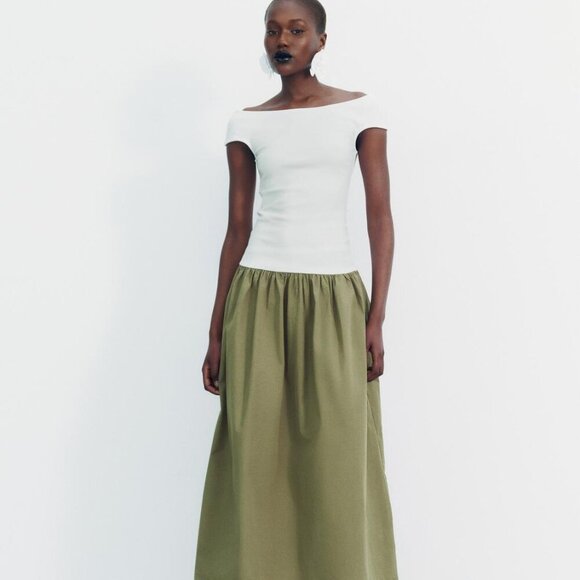 ZARA COMBINATION POPLIN DRESS Size M NEW WITH TAG! - Picture 1 of 8